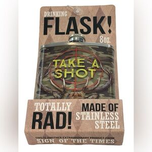 NWT! Camouflage Deer 8oz Flask “Take A Shot” Target Scope Stainless Steel NEW!